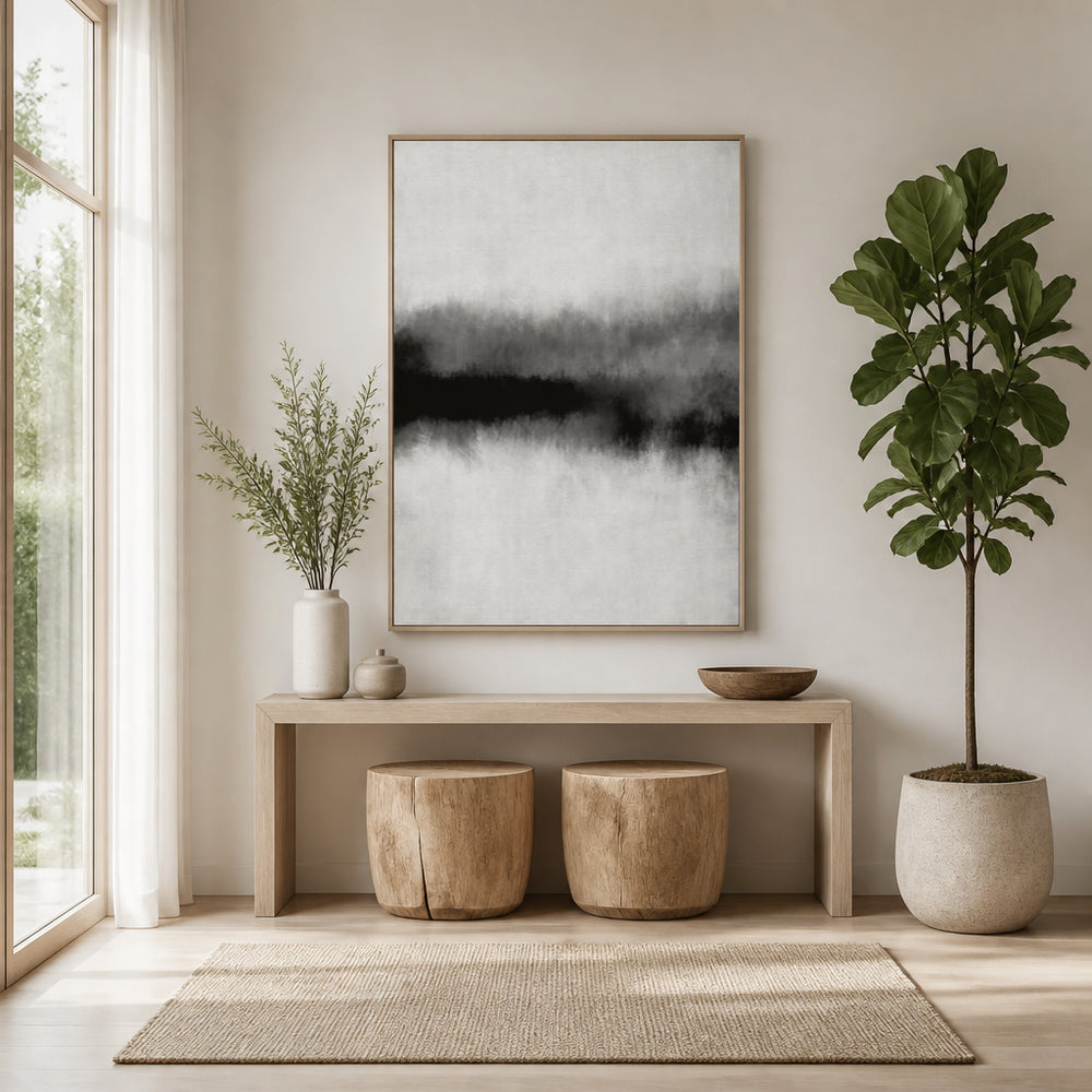 Room mockup featuring Abstract Black Wash Art Print