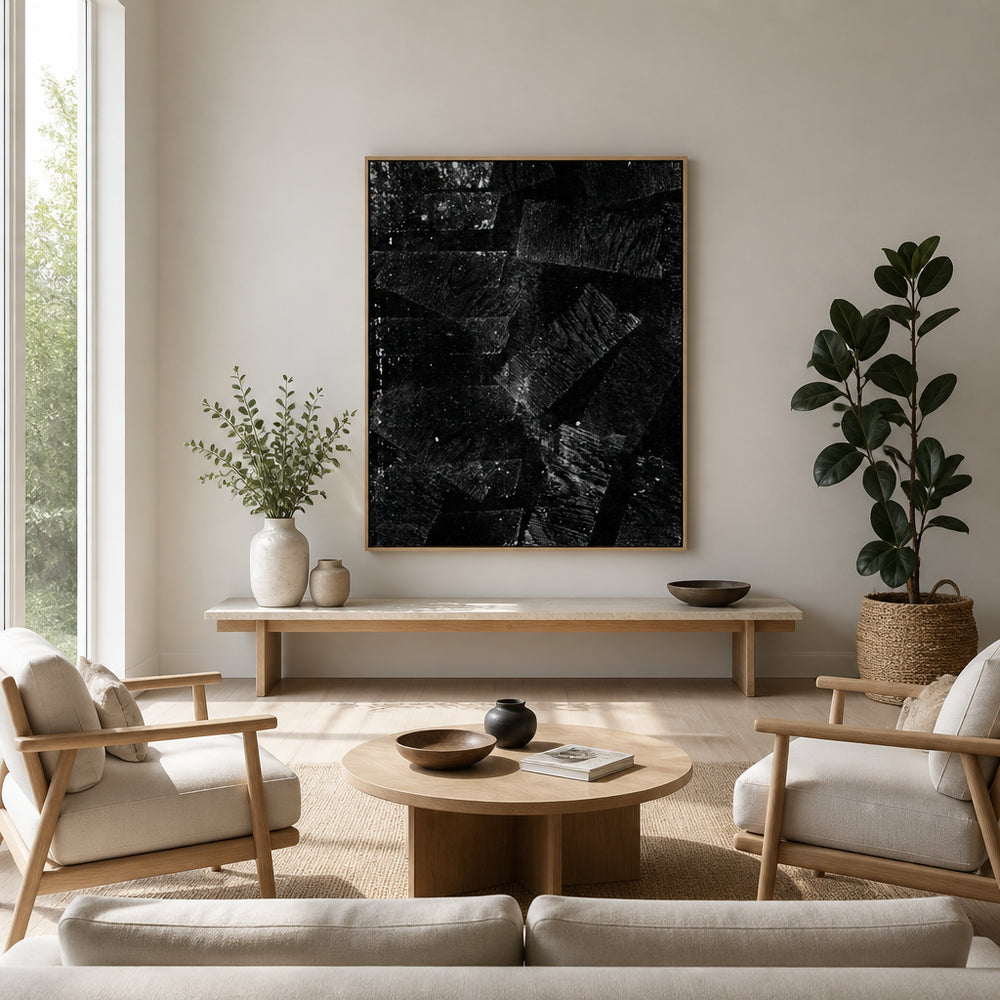 Room mockup featuring Abstract Distressed Wood Art Print