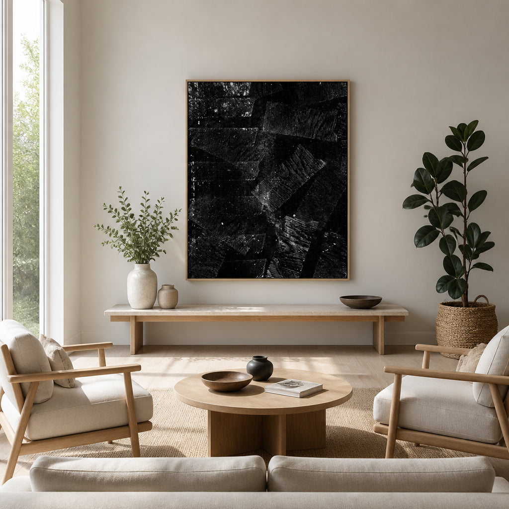 Room mockup featuring Abstract Distressed Wood Art Print