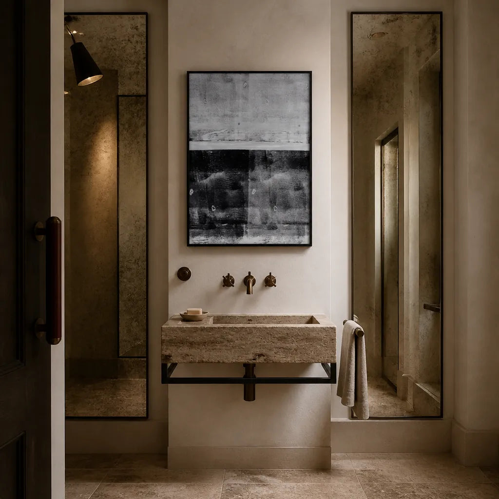 Room mockup featuring Gritty Horizon Abstract Art Print