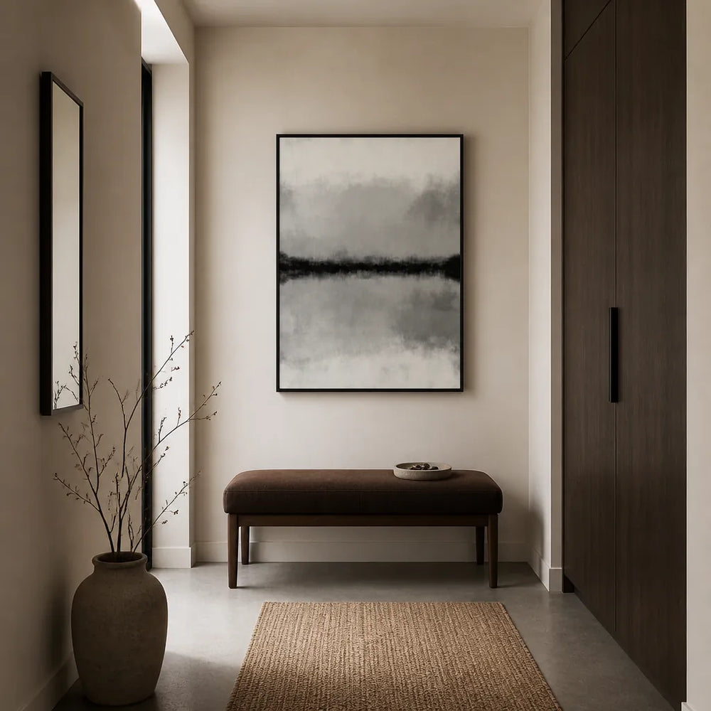 Room mockup featuring Misty Horizon Reflection Art Print