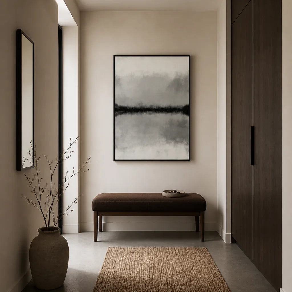 Room mockup featuring Misty Horizon Reflection Art Print