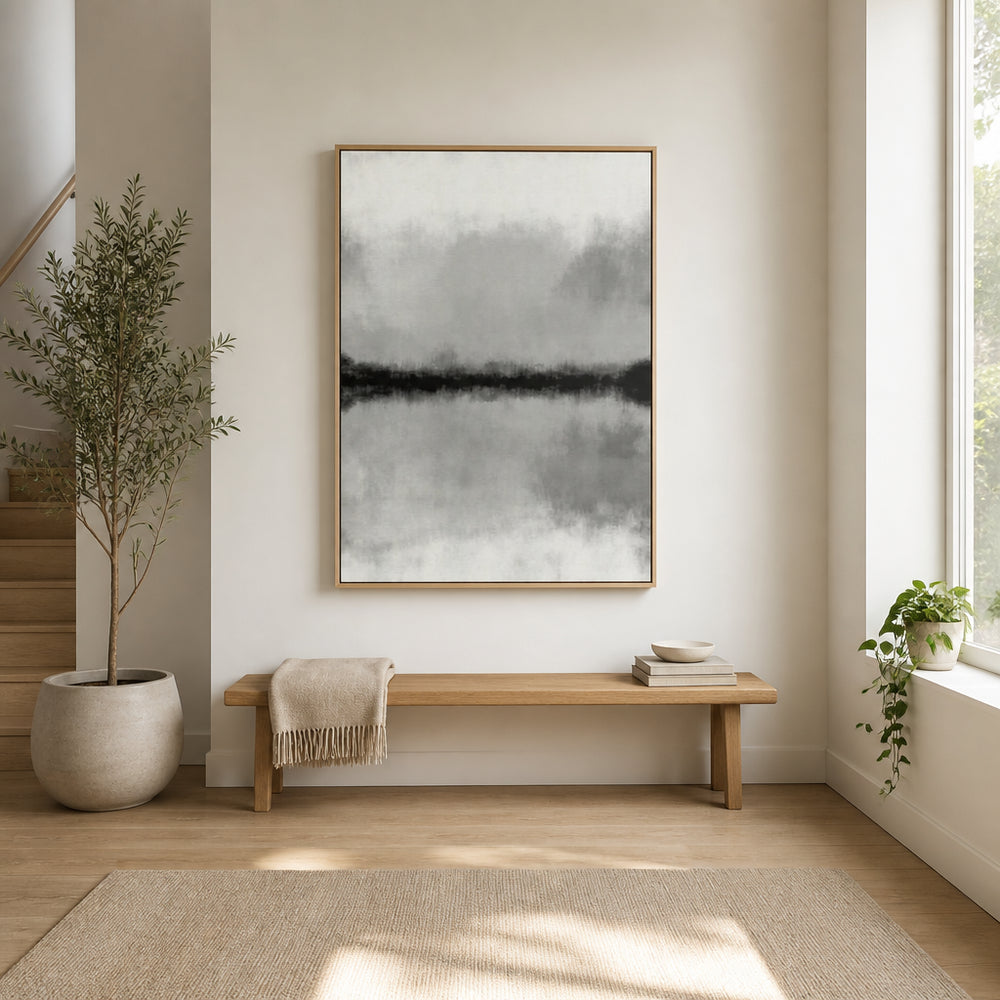 Room mockup featuring Misty Horizon Reflection Art Print