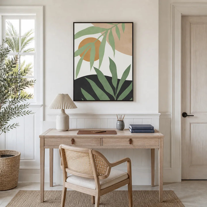 Room mockup featuring Abstract Botanical Desert Sun Art Print