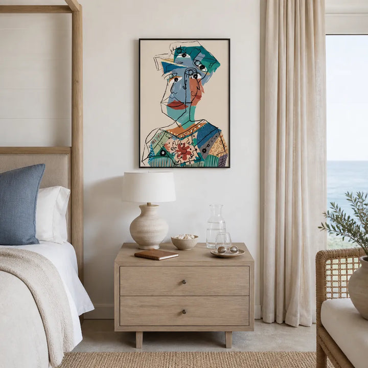 Room mockup featuring Abstract Cubist Portrait Art Print