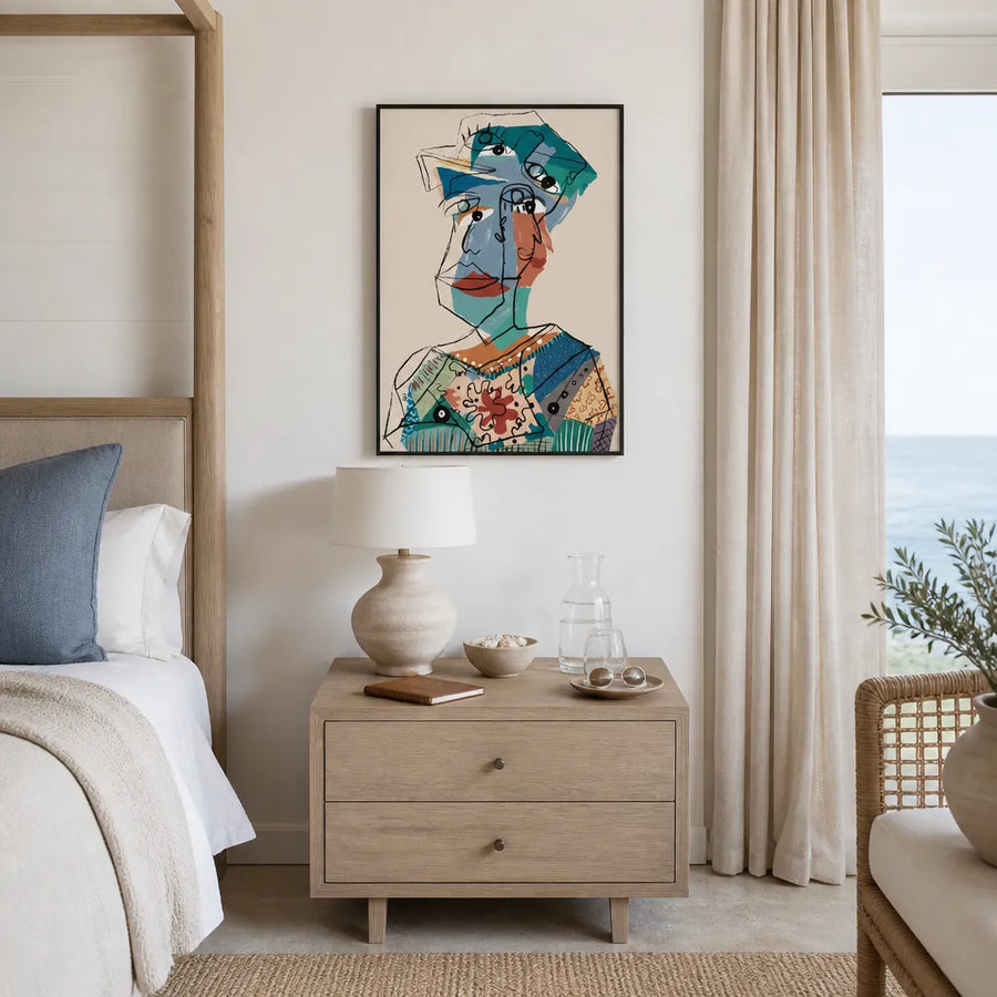 Abstract Cubist Portrait Art Print in a room setting
