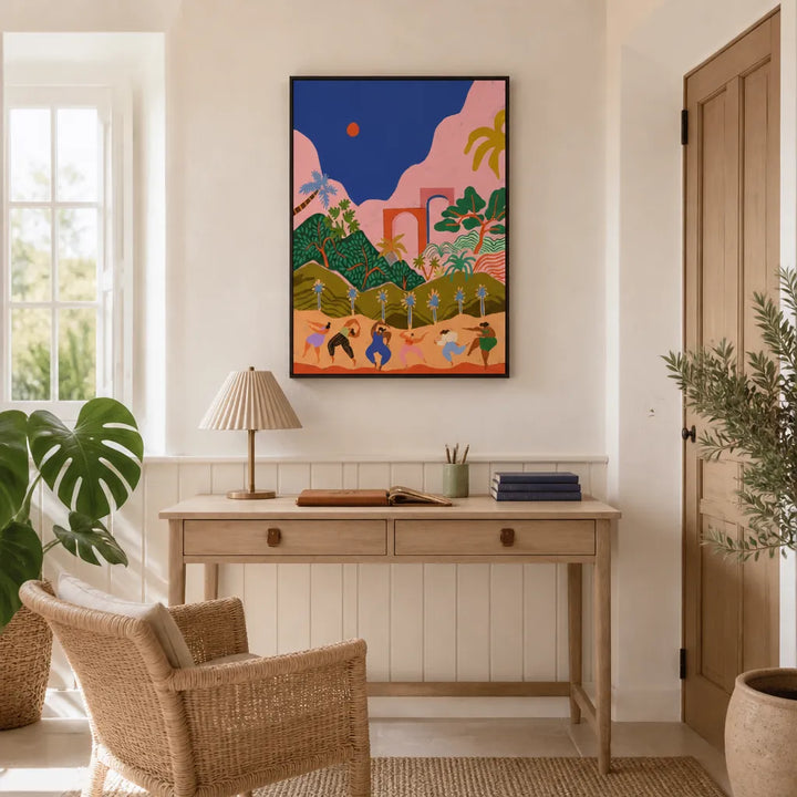Room mockup featuring Dancing In Paradise Art Print