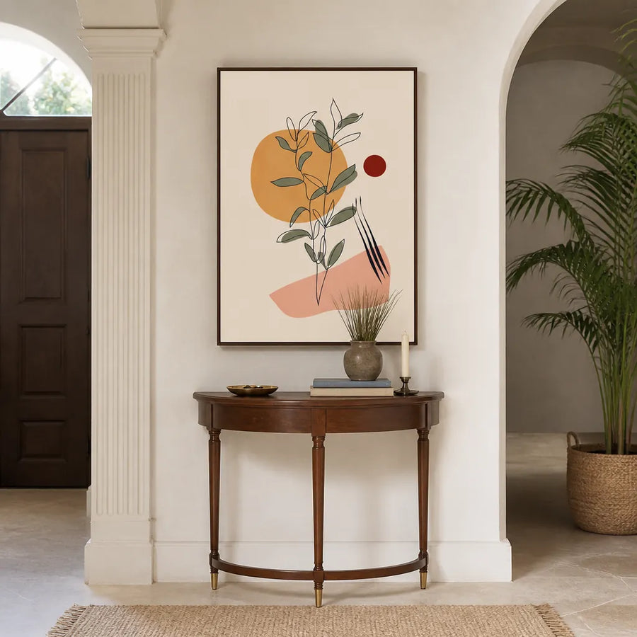 Earthy Botanical Line Art Art Print in a room setting