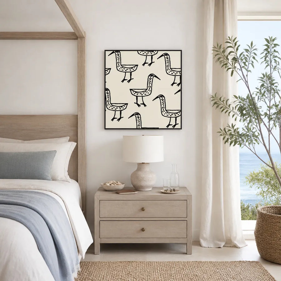 Folk Art Bird Pattern Art Print in a room setting