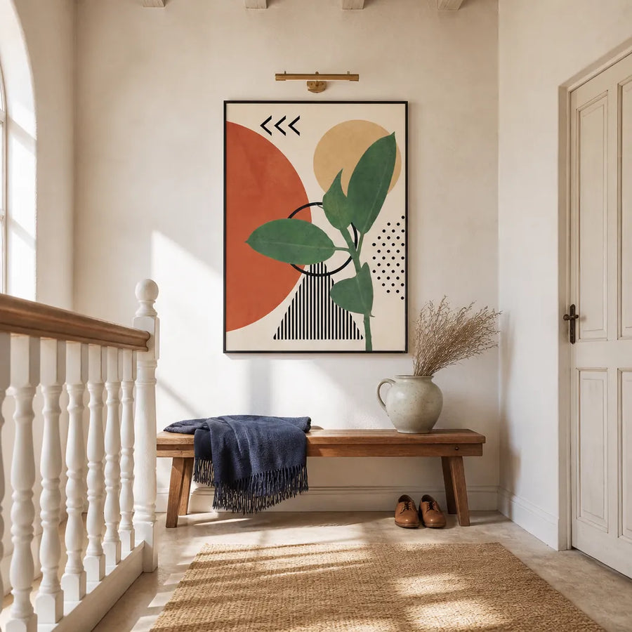 Modern Botanical Geometry Art Print in a room setting