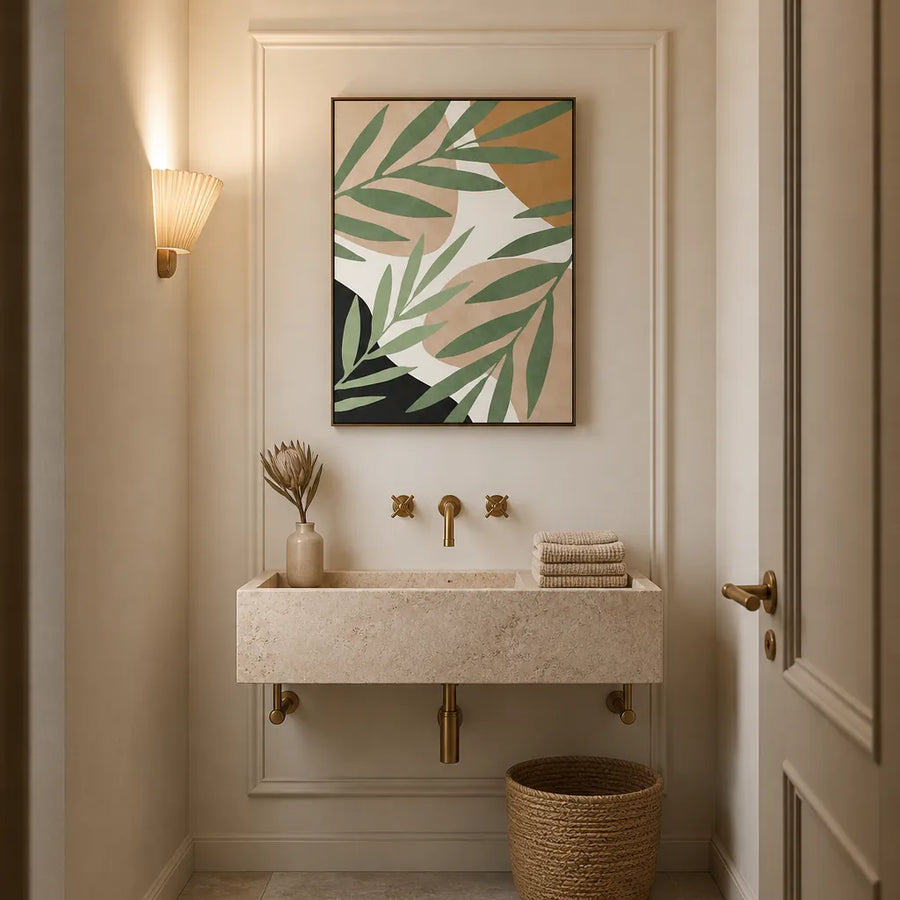 Modern Botanical Shapes Art Print in a room setting