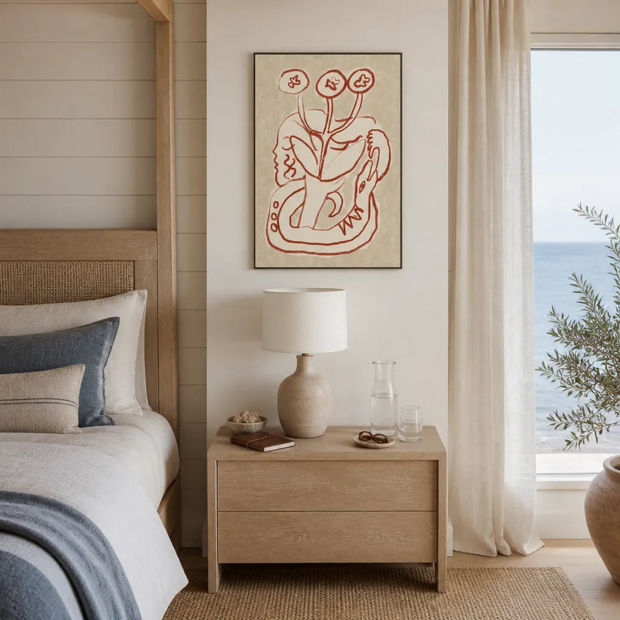Serene Woman and Snake Art Print in a room setting