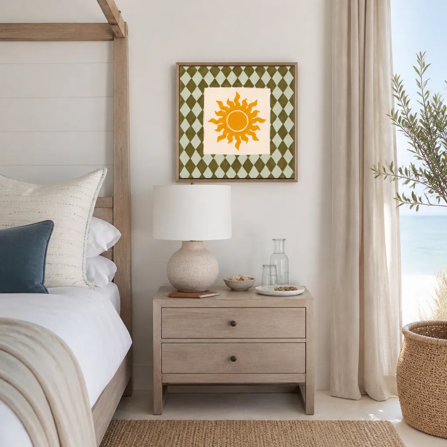 Sunny Diamond Pattern Art Print in a room setting