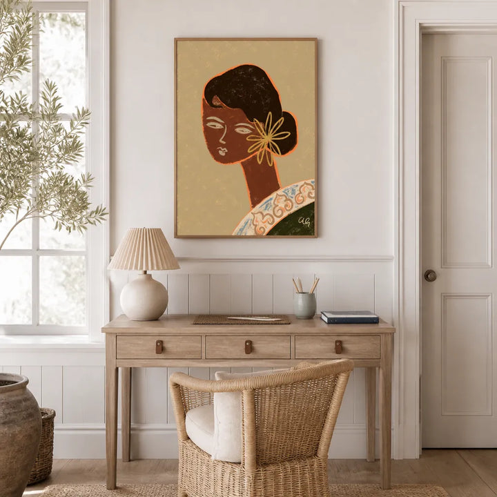 Room mockup featuring The Green Lady Art Print