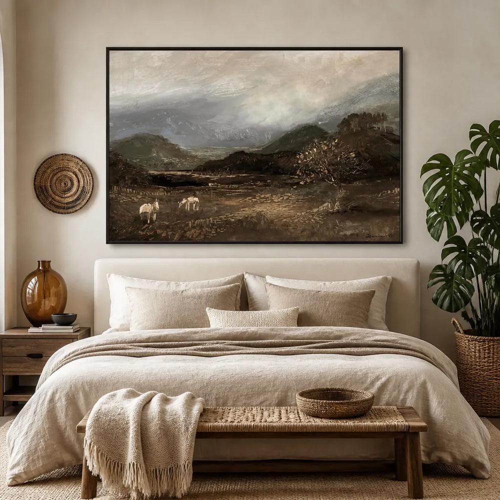 Room mockup featuring Moorland Ponies Art Print