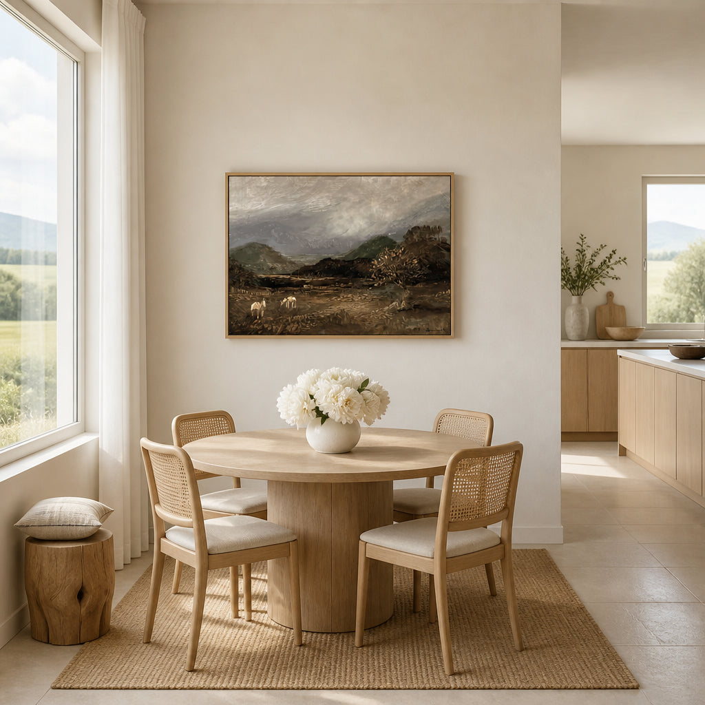 Room mockup featuring Moorland Ponies Art Print