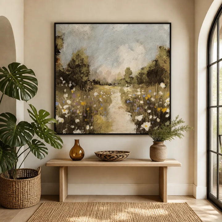 Room mockup featuring Wildflower Meadow Path Art Print