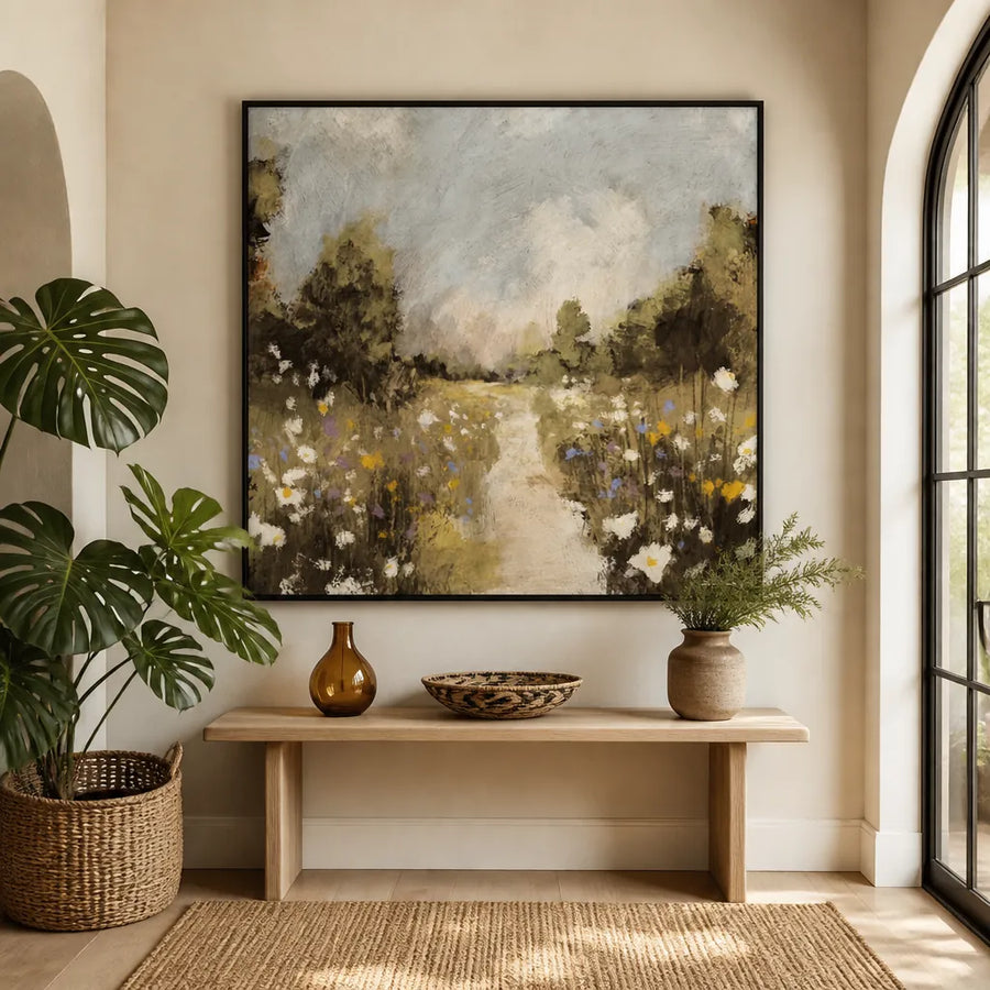 Wildflower Meadow Path Art Print in a room setting