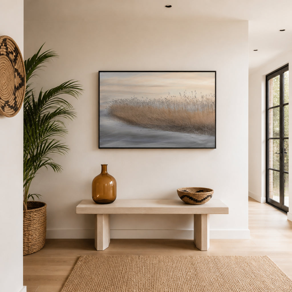 Room mockup featuring Ethereal Marsh Reeds Art Print