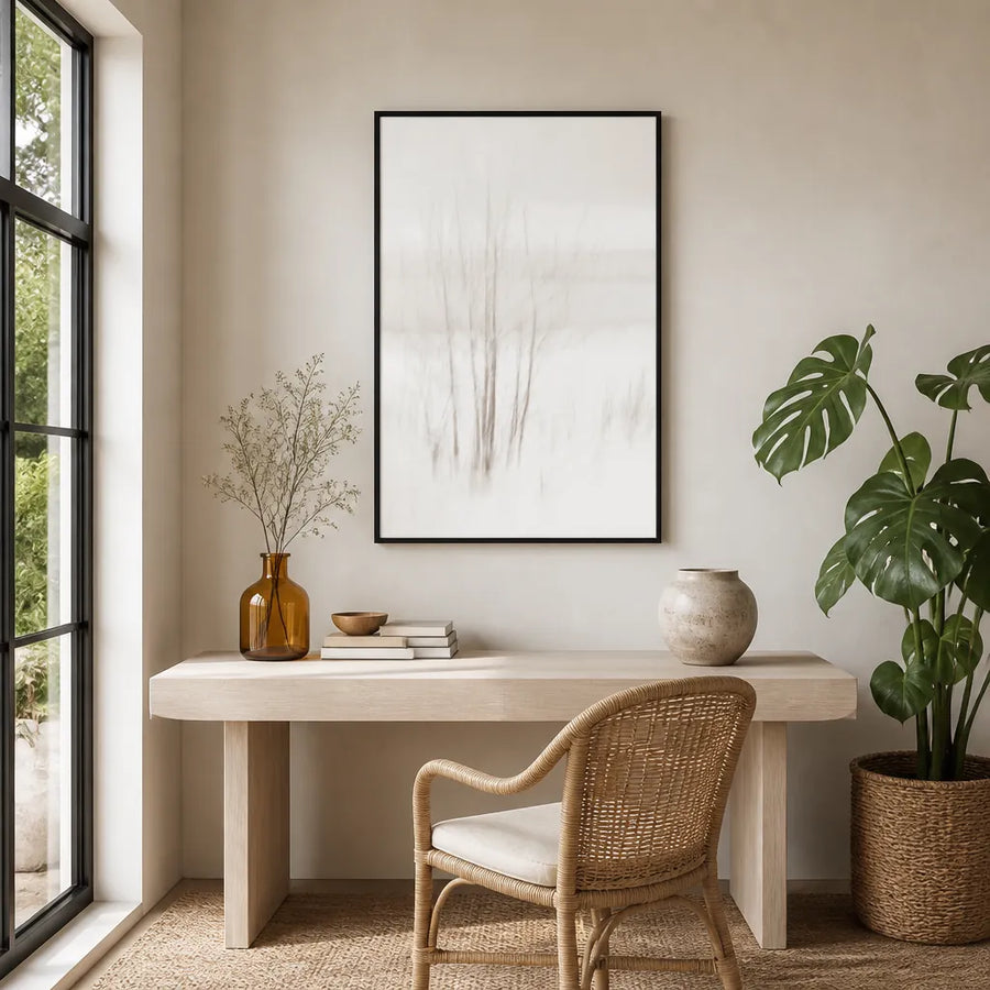 Ethereal Winter Woods Photo Print in a room setting
