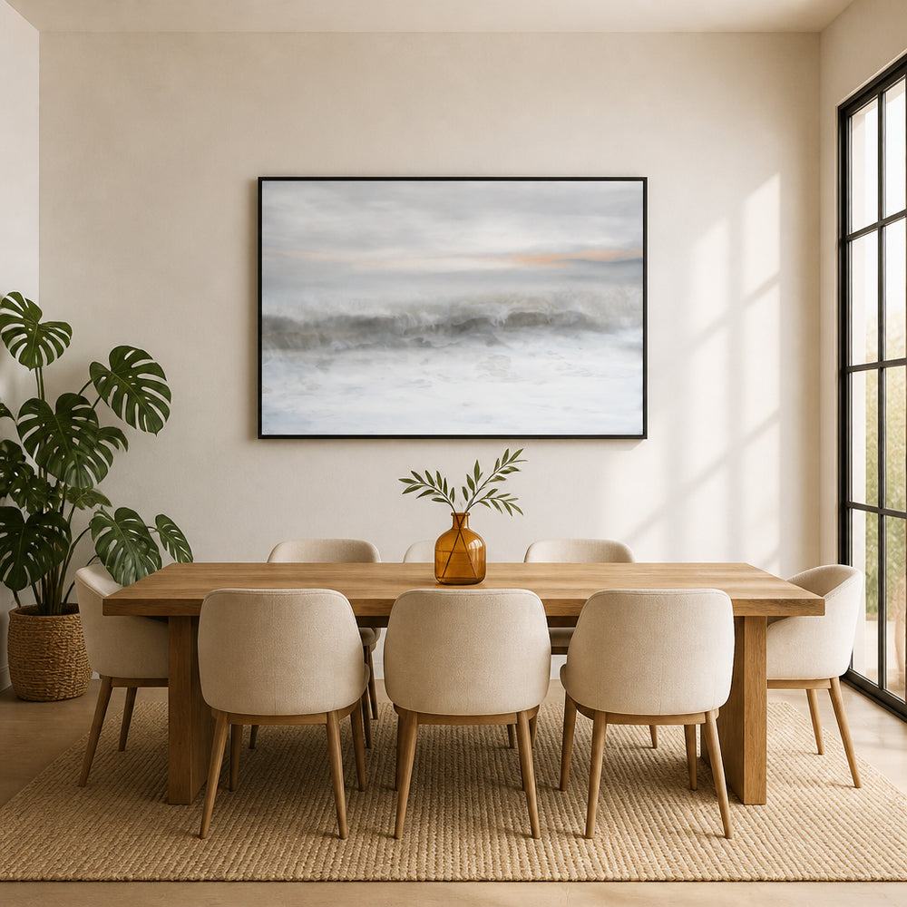 Room mockup featuring Misty Ocean Waves Art Print