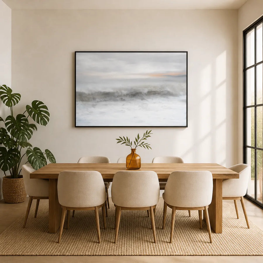 Misty Ocean Waves Art Print in a room setting