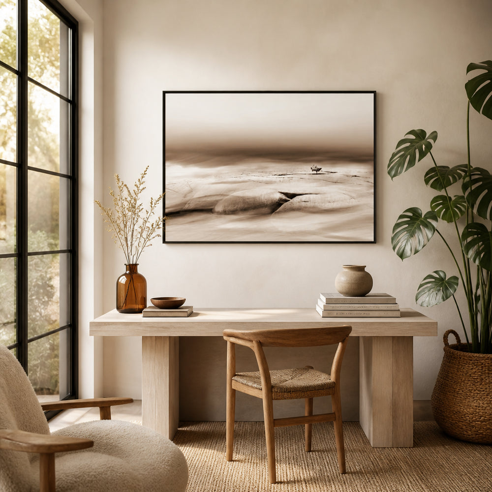 Room mockup featuring Solitary Desert Tree Photo Print