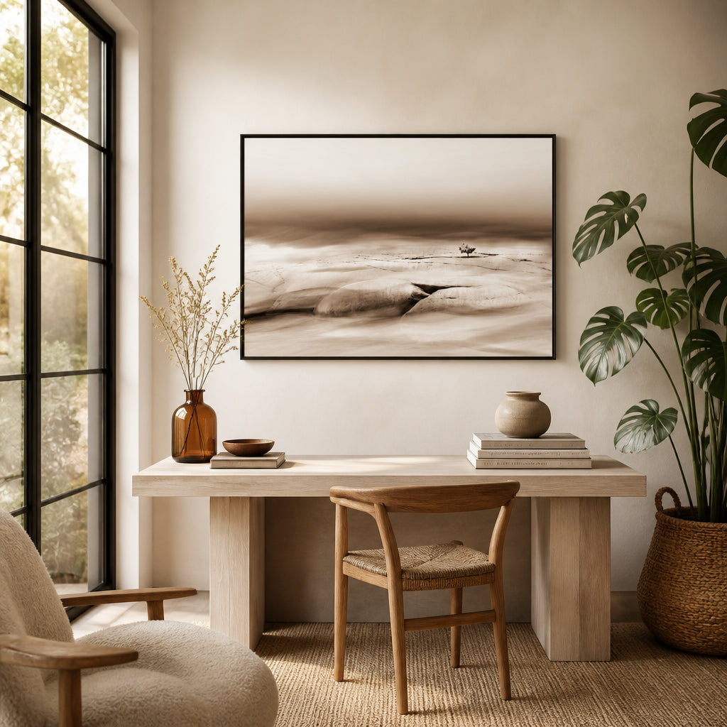 Room mockup featuring Solitary Desert Tree Photo Print