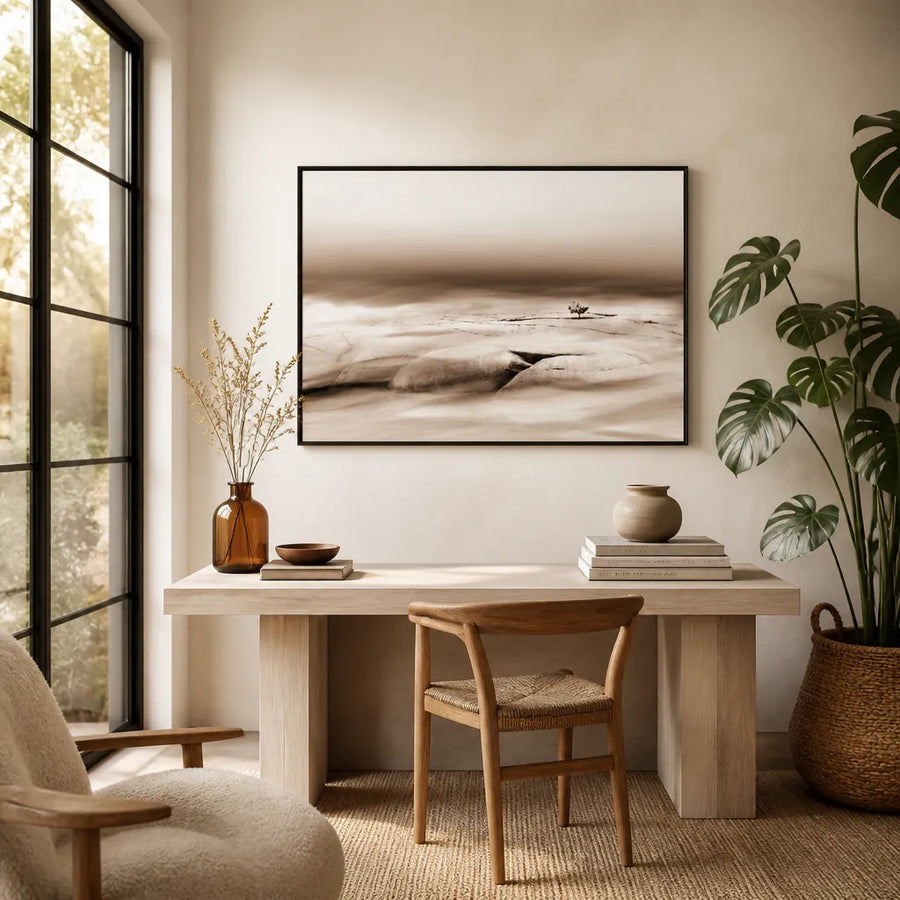 Solitary Desert Tree Photo Print in a room setting