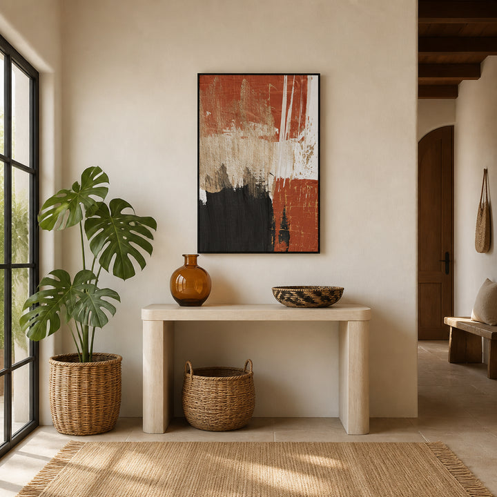 Room mockup featuring Bold Terracotta Abstract Art Print