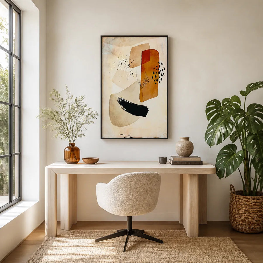 Earthy Abstract Shapes Art Print in a room setting