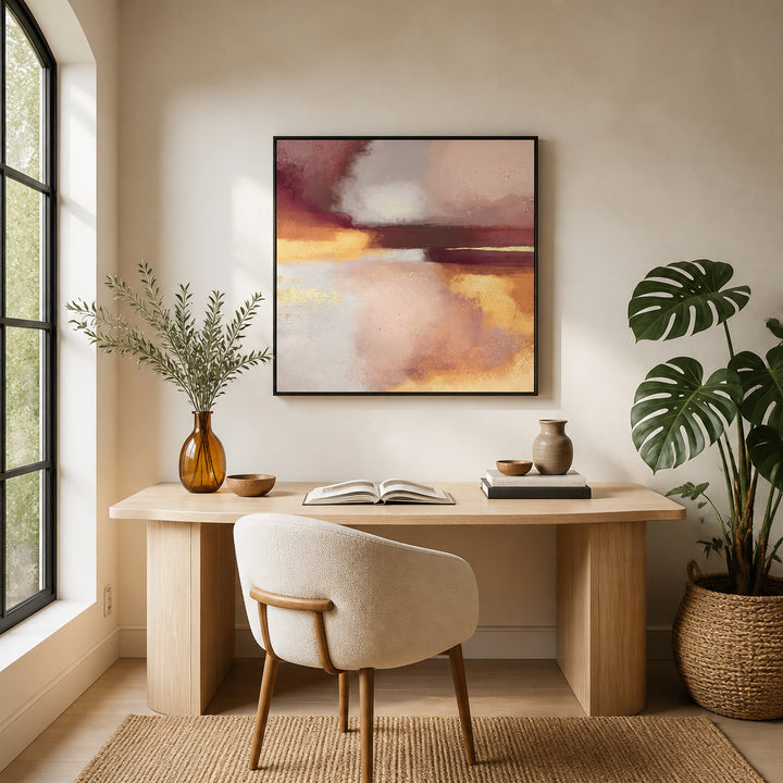 Room mockup featuring Golden Blush Abstract Art Print
