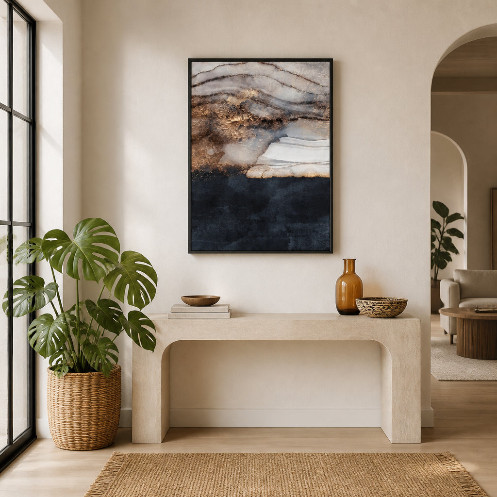 Room mockup featuring Golden Fluid Abstract Art Print