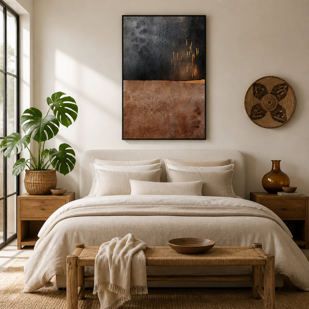 Room mockup featuring Golden Light Horizon Art Print