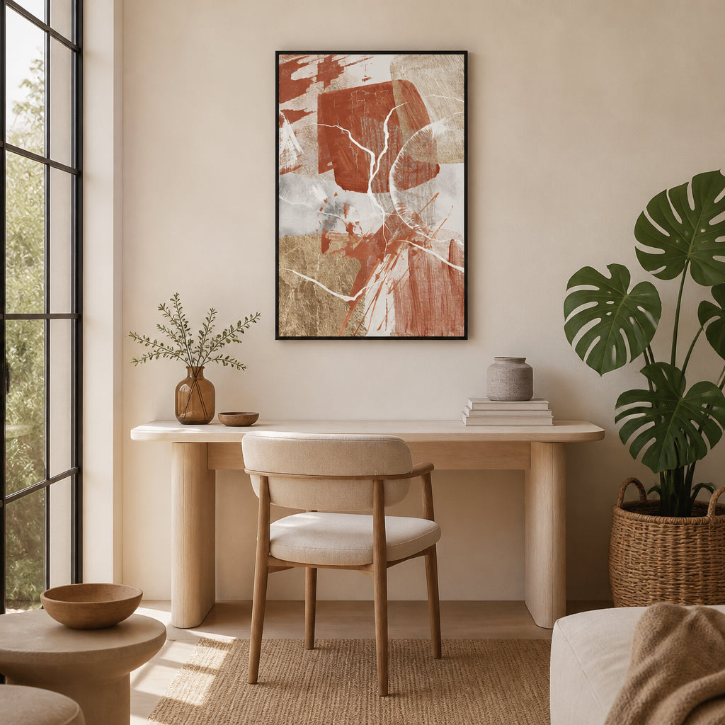 Room mockup featuring Golden Rust Abstract Art Print