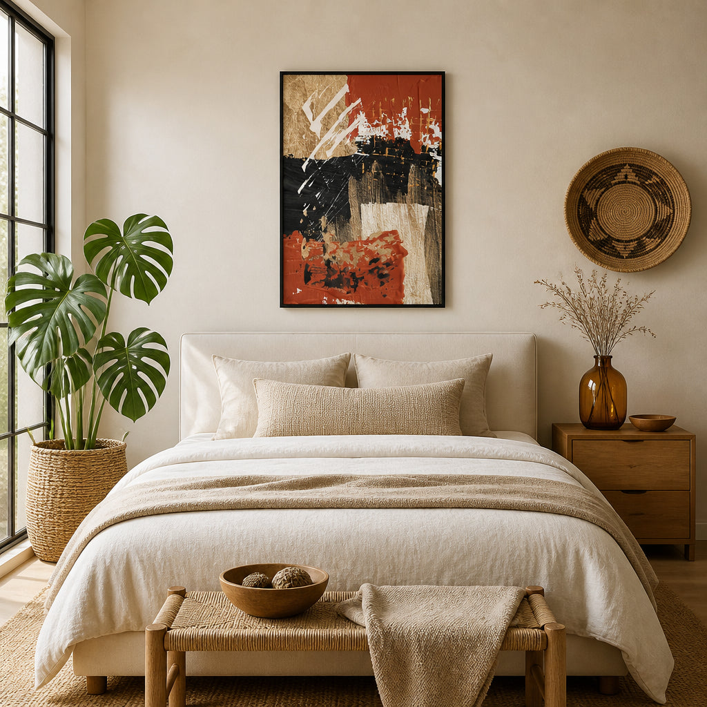 Room mockup featuring Modern Terracotta Gold Art Print