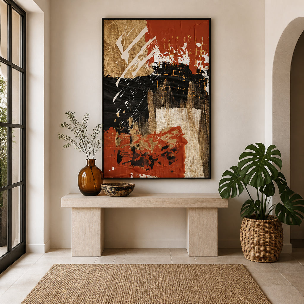 Room mockup featuring Modern Terracotta Gold Art Print