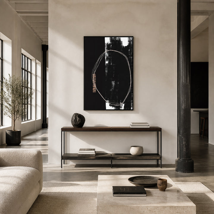 Room mockup featuring Abstract Black And White Artwork Art Print