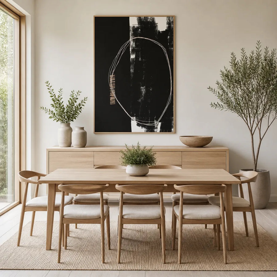 Abstract Black And White Artwork Art Print in a room setting
