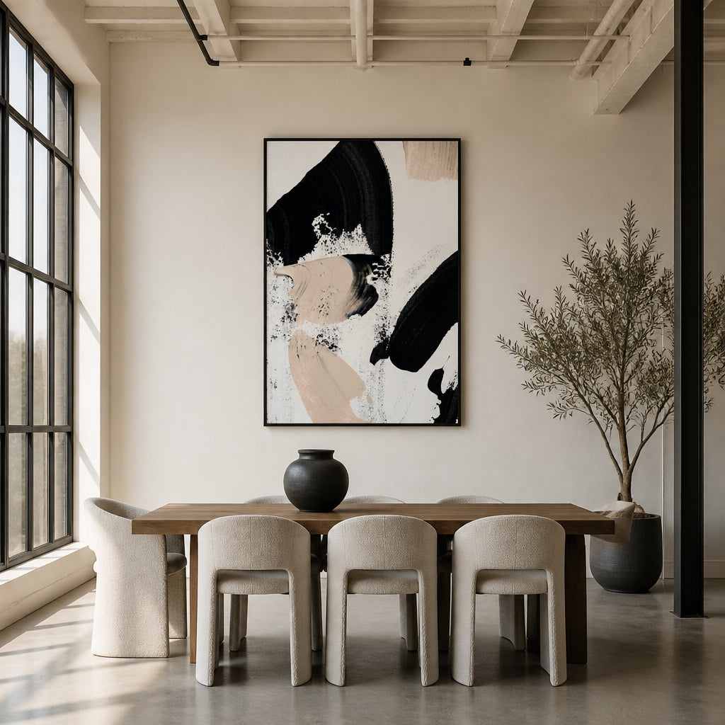 Room mockup featuring Black and Nude Art Print