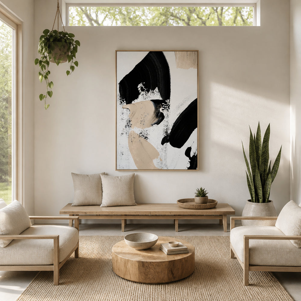Room mockup featuring Black and Nude Art Print 1