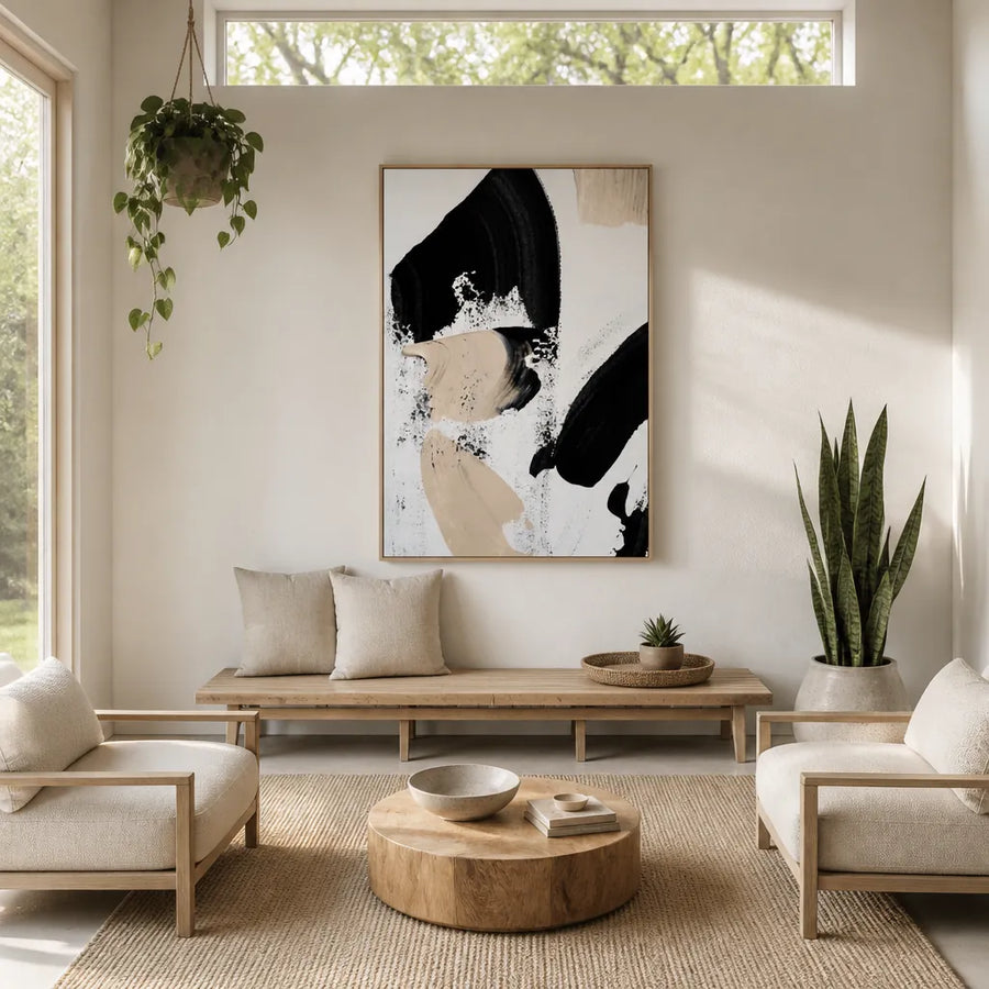 Black and Nude Art Print 1 in a room setting