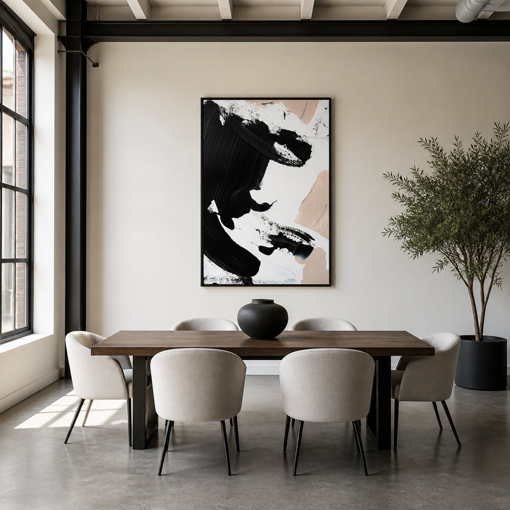 Room mockup featuring Black and Nude Art Print