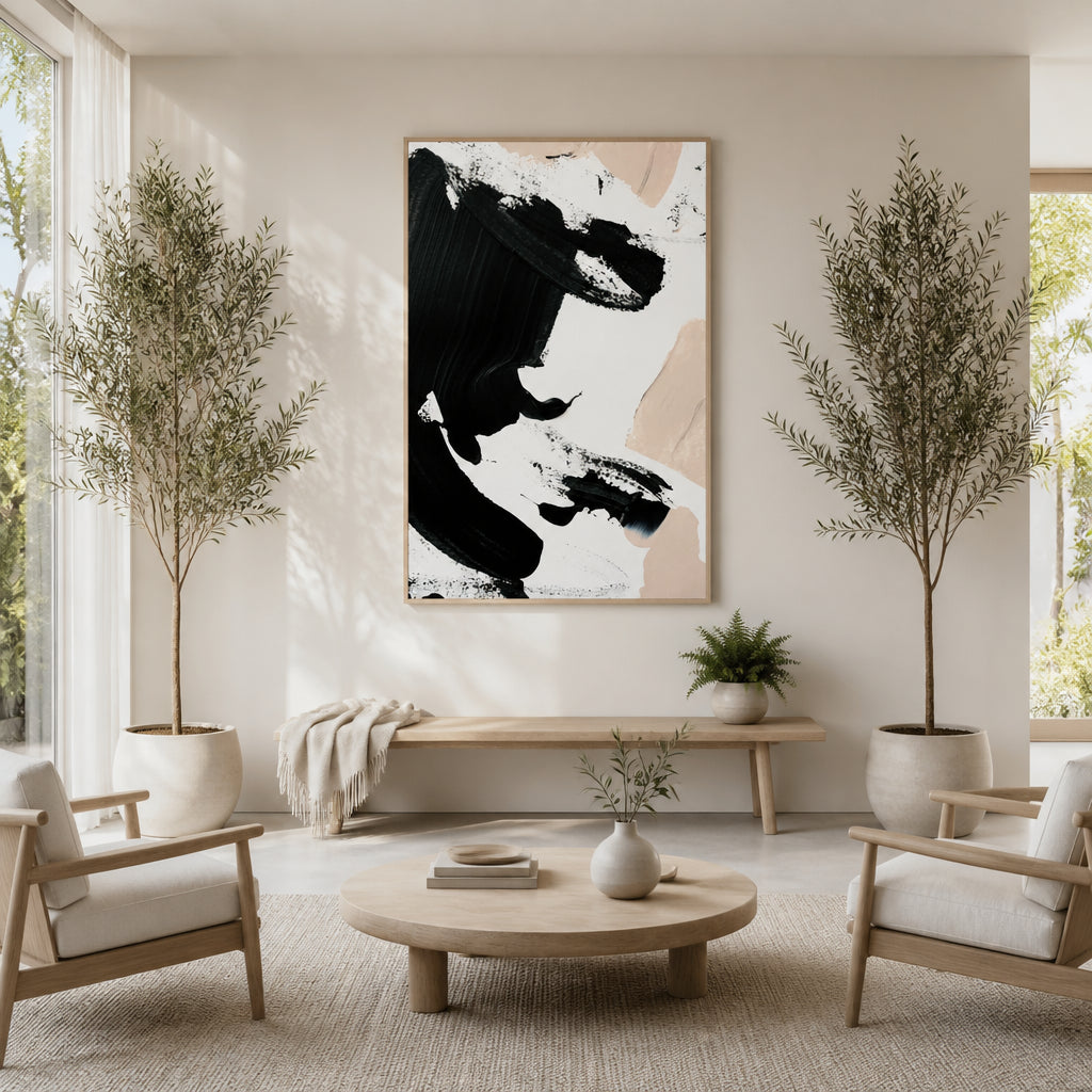 Room mockup featuring Black and Nude Art Print 2
