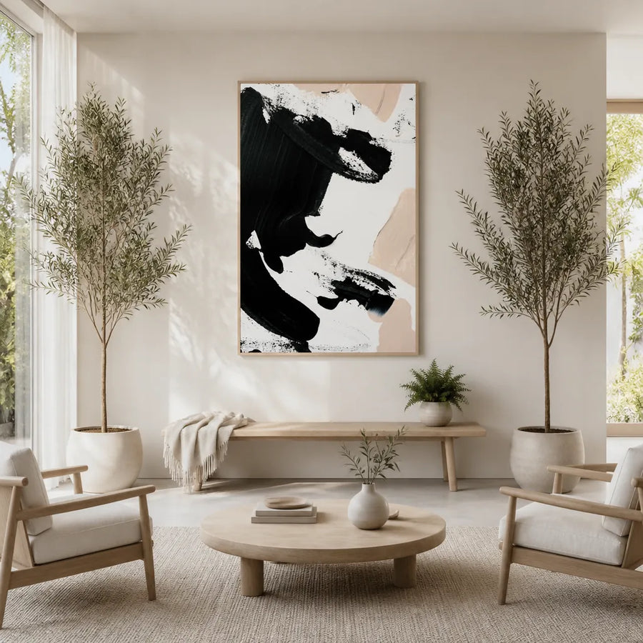 Black and Nude Art Print 2 in a room setting