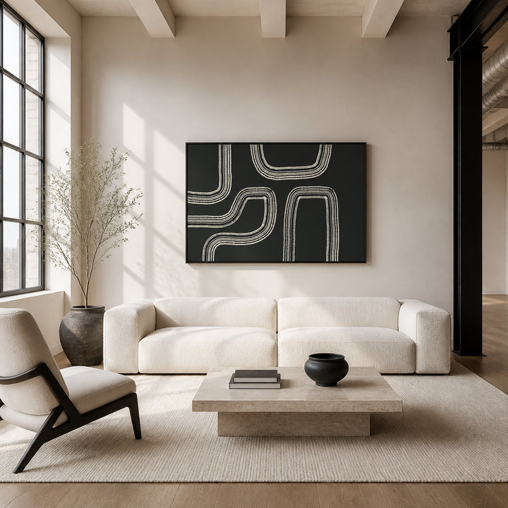 Room mockup featuring Curved Pathways Art Print