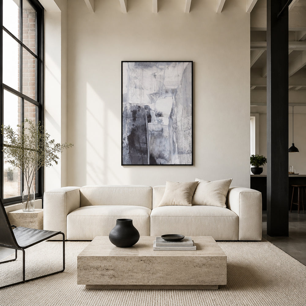 Room mockup featuring Monochrome Brushstrokes Art Print
