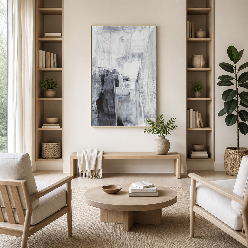 Room mockup featuring Monochrome Brushstrokes Art Print 2