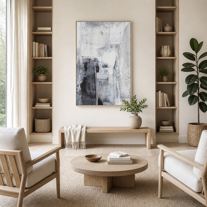 Room mockup featuring Monochrome Brushstrokes Art Print 2