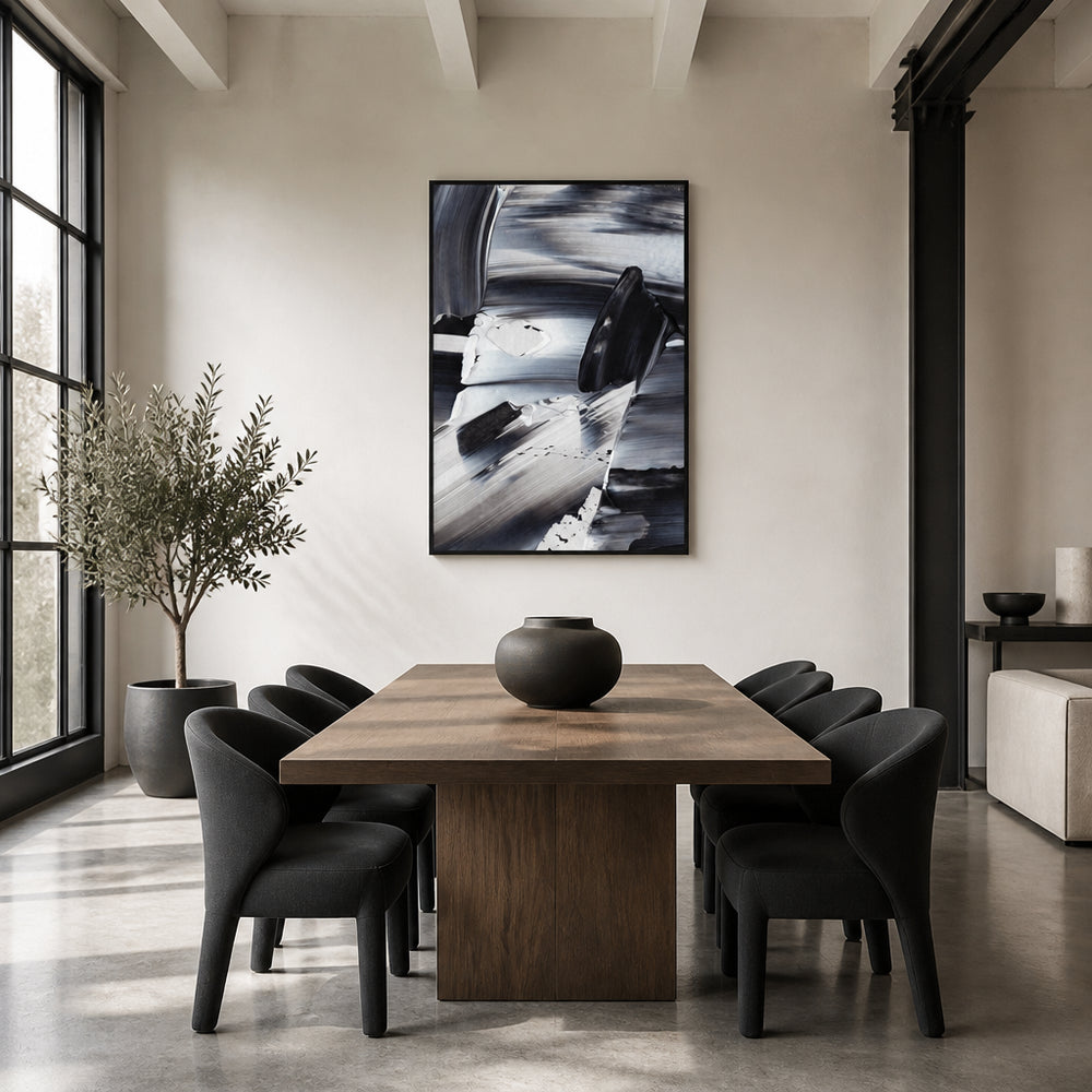 Room mockup featuring Monochrome Waves Art Print